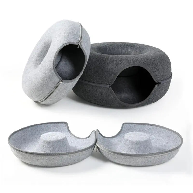 Calming Plush Donut Bed for Deeper Cat Sleep