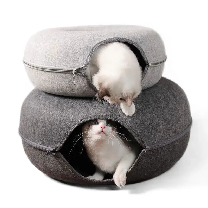 Calming Plush Donut Bed for Deeper Cat Sleep