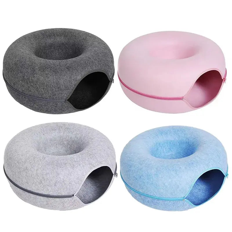 Calming Plush Donut Bed for Deeper Cat Sleep