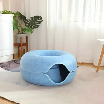 Calming Plush Donut Bed for Deeper Cat Sleep