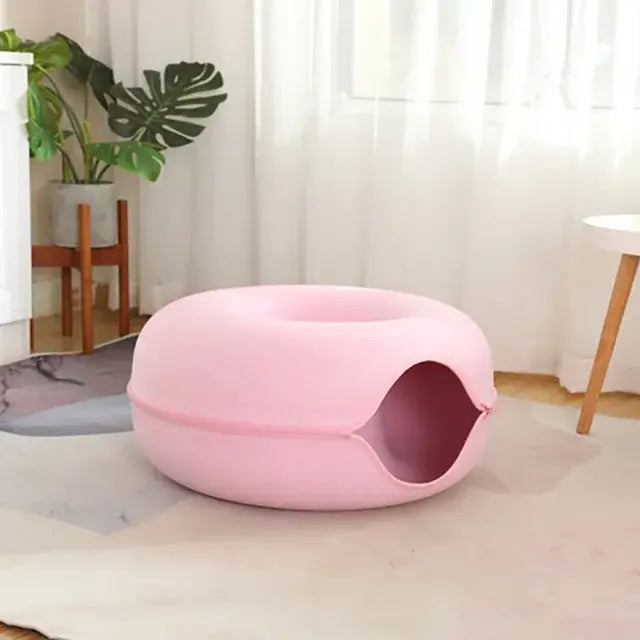 Calming Plush Donut Bed for Deeper Cat Sleep