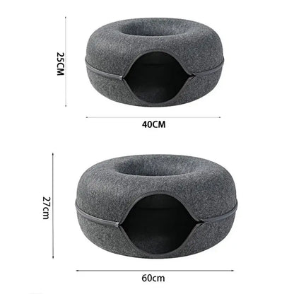 Calming Plush Donut Bed for Deeper Cat Sleep